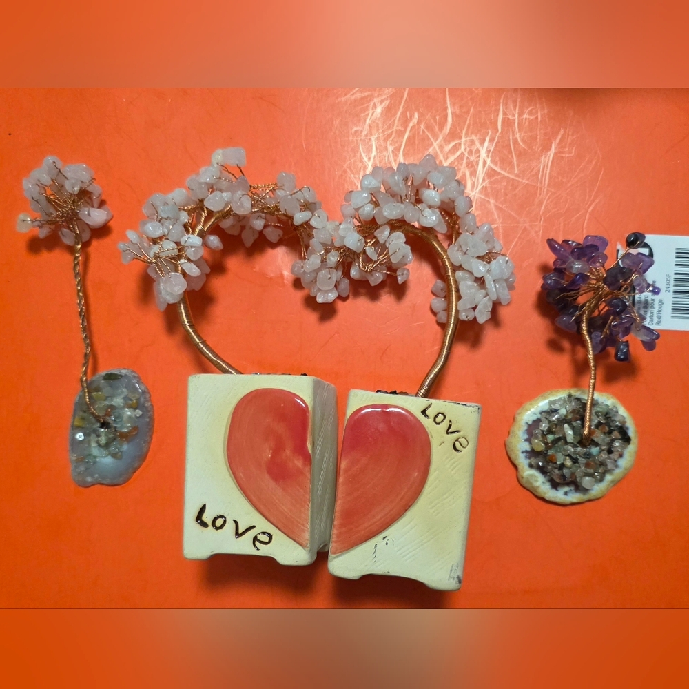 Heart-Shaped Love Decor with Crystal Accents